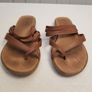 BOC Born Concept Brown Strappy Flat Sandals Flip Flop Womens Size 9 M